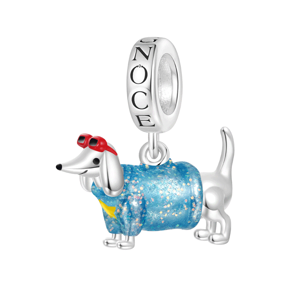 Colgante Perro Salchicha Azul