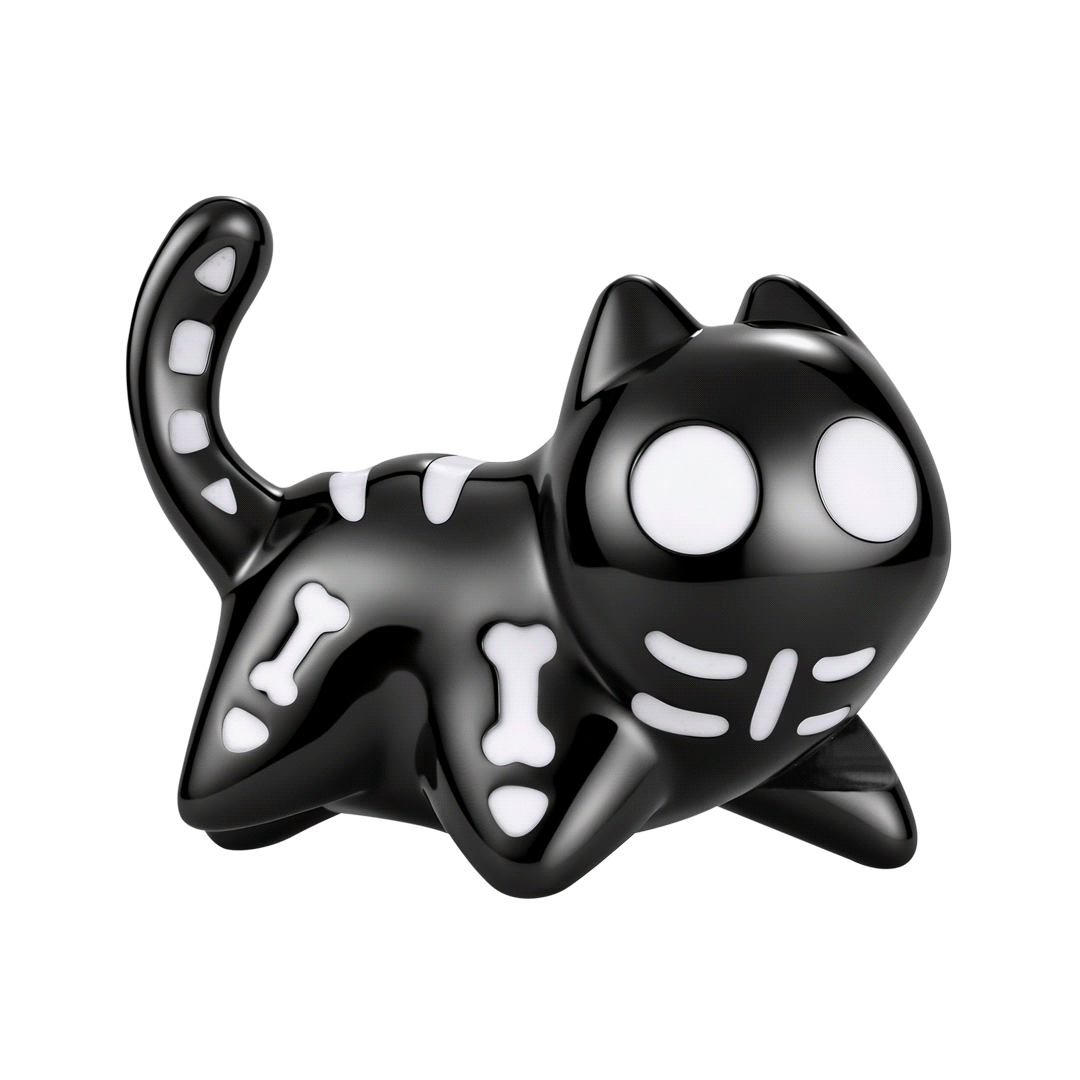Cuenta negra de gato fantasma de Halloween