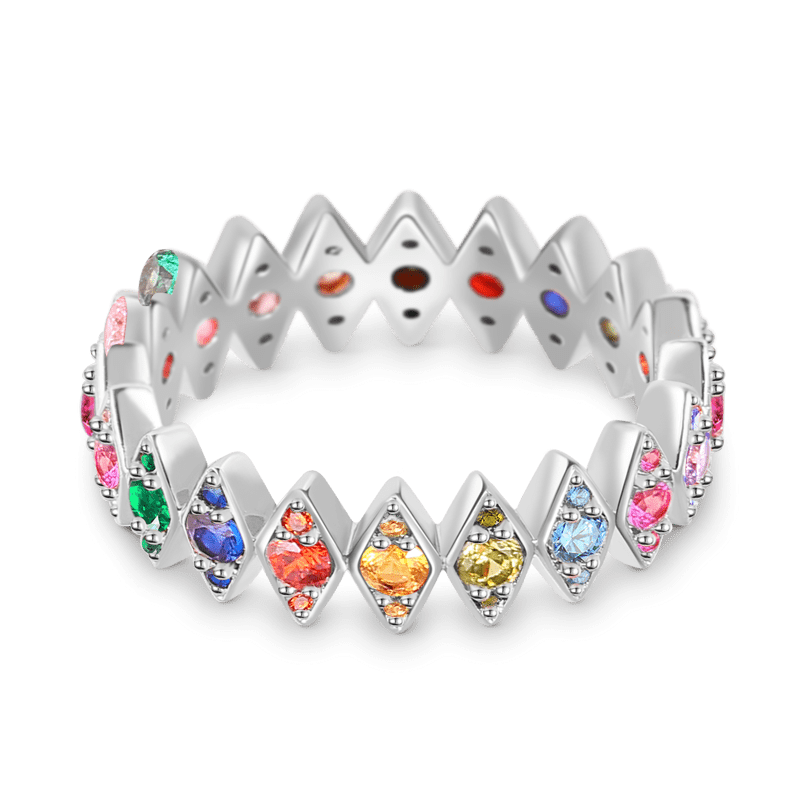 Anillo de Eternidad de Rombos de Colores