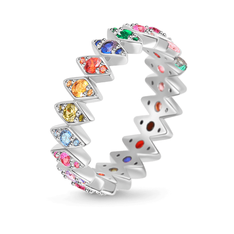 Anillo de Eternidad de Rombos de Colores