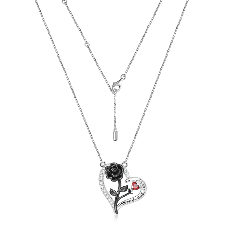 Collar Corazón de Rosa Negra