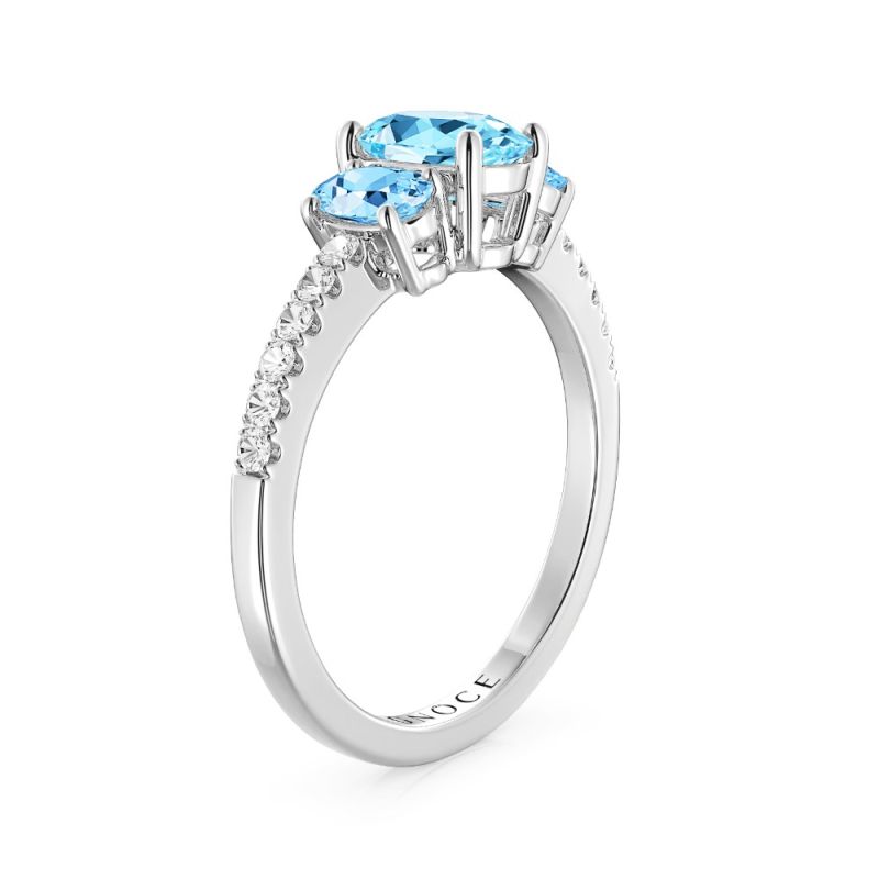 Anillo de Tres Piedras Azul Cielo