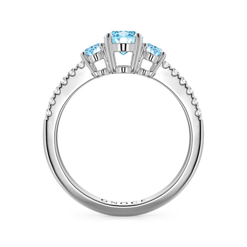 Anillo de Tres Piedras Azul Cielo