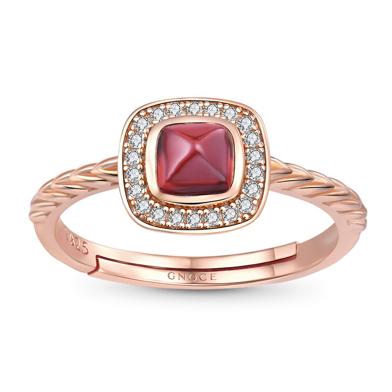 Anillo Cuadrado de Piropo Natural