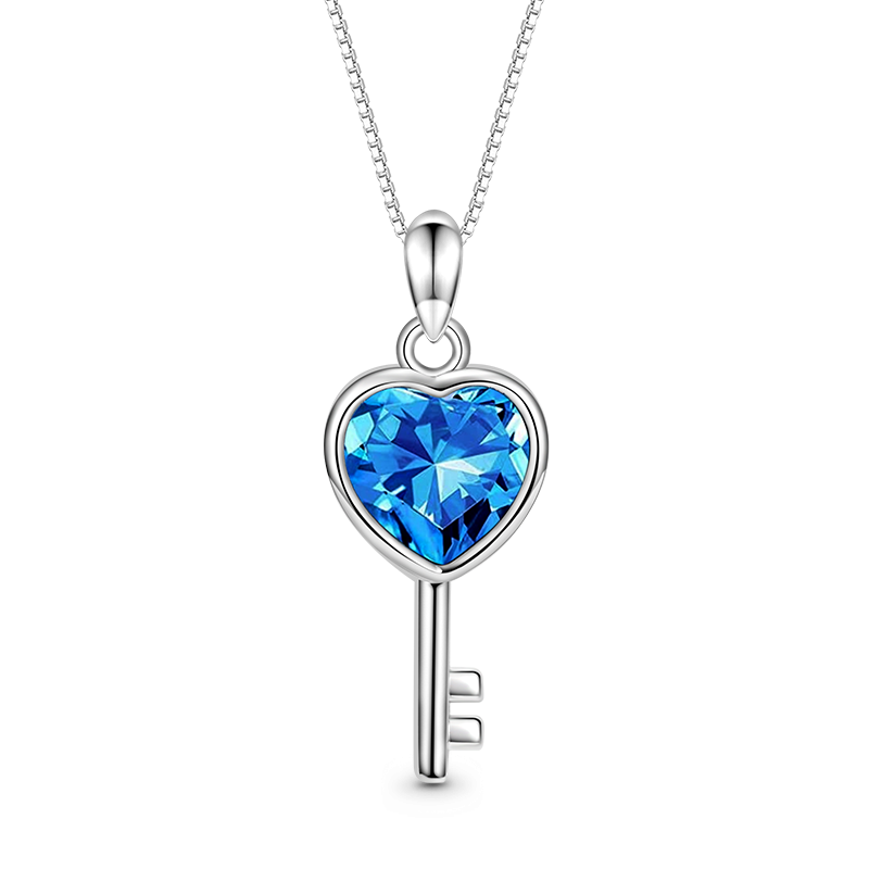 Collar Llave De Amor Azul