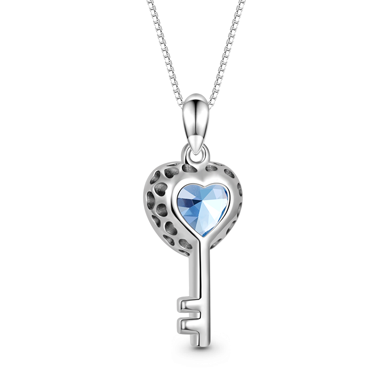 Collar Llave De Amor Azul