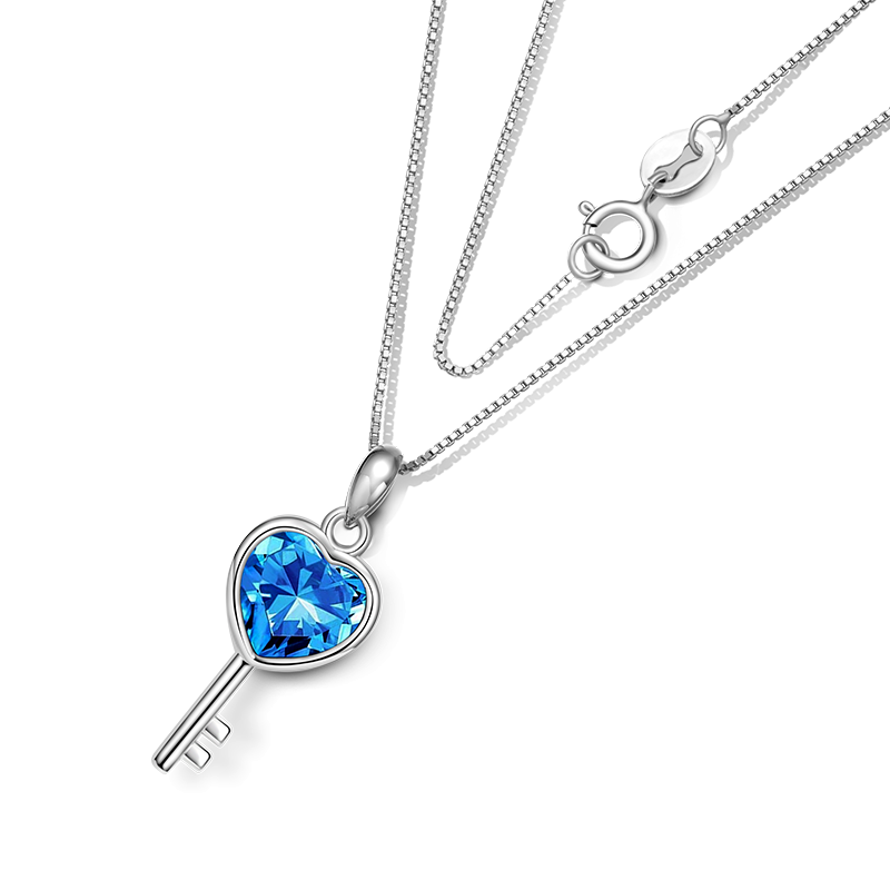 Collar Llave De Amor Azul