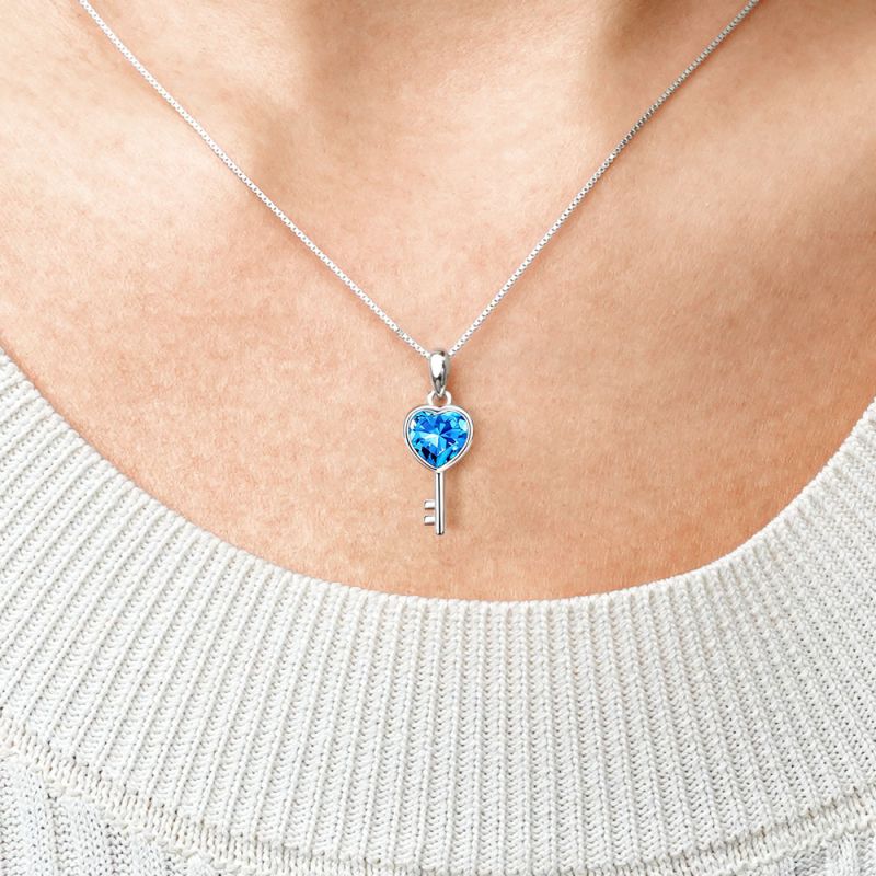 Collar Llave De Amor Azul
