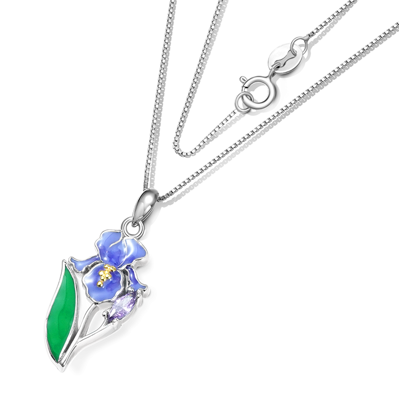 Collar Flor Iris Morado