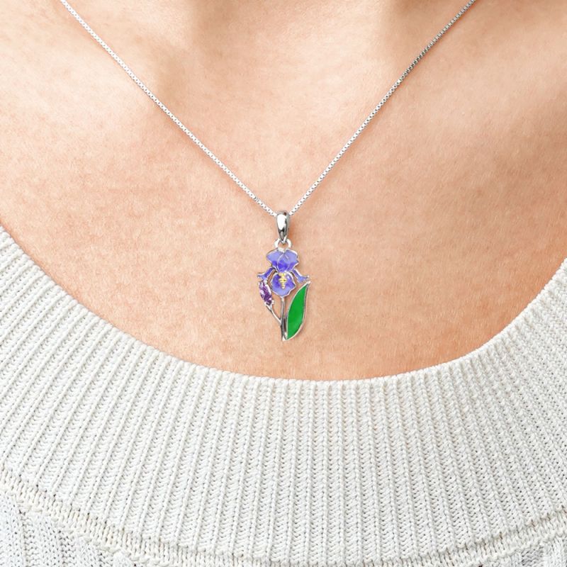 Collar Flor Iris Morado