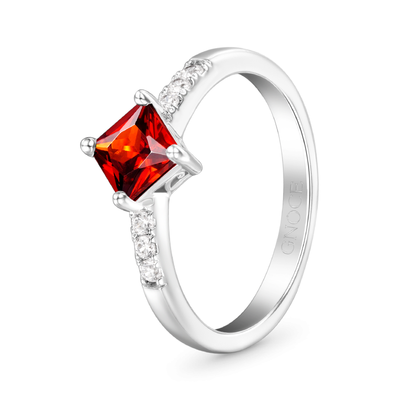 Anillo De Piedra De Nacimiento Talla Cuadrada