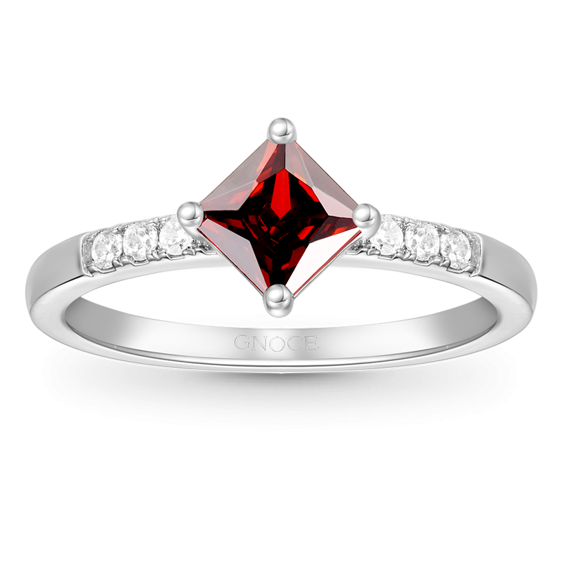 Anillo De Piedra De Nacimiento Talla Cuadrada