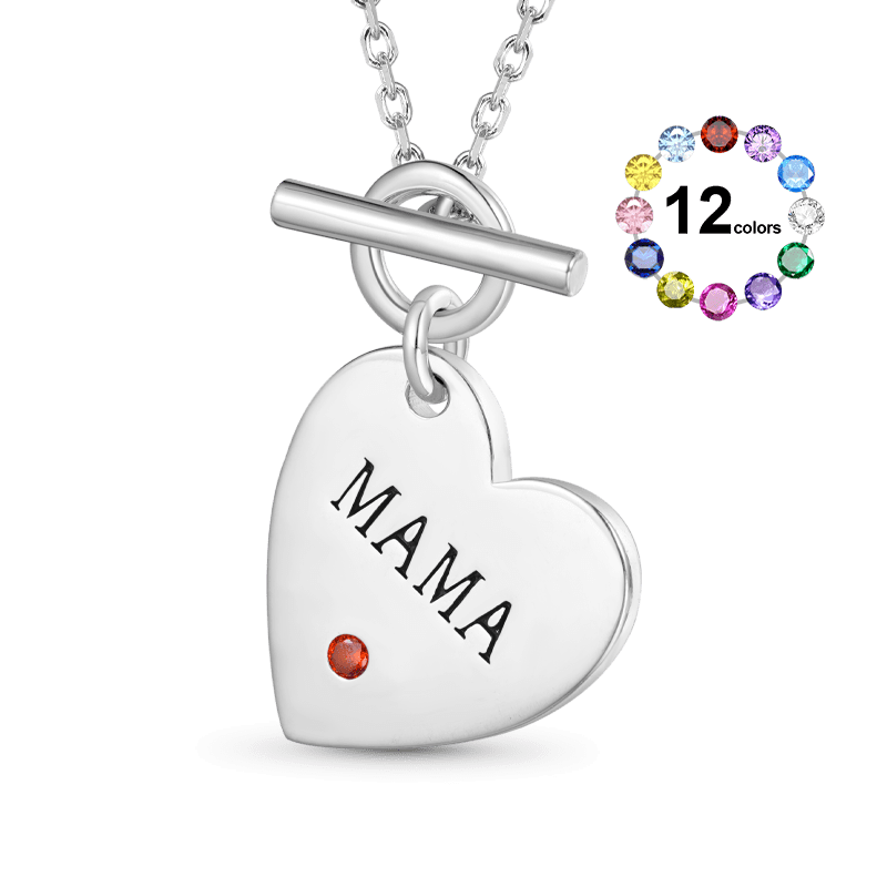 Collar MAMA Corazón Piedra de Nacimiento