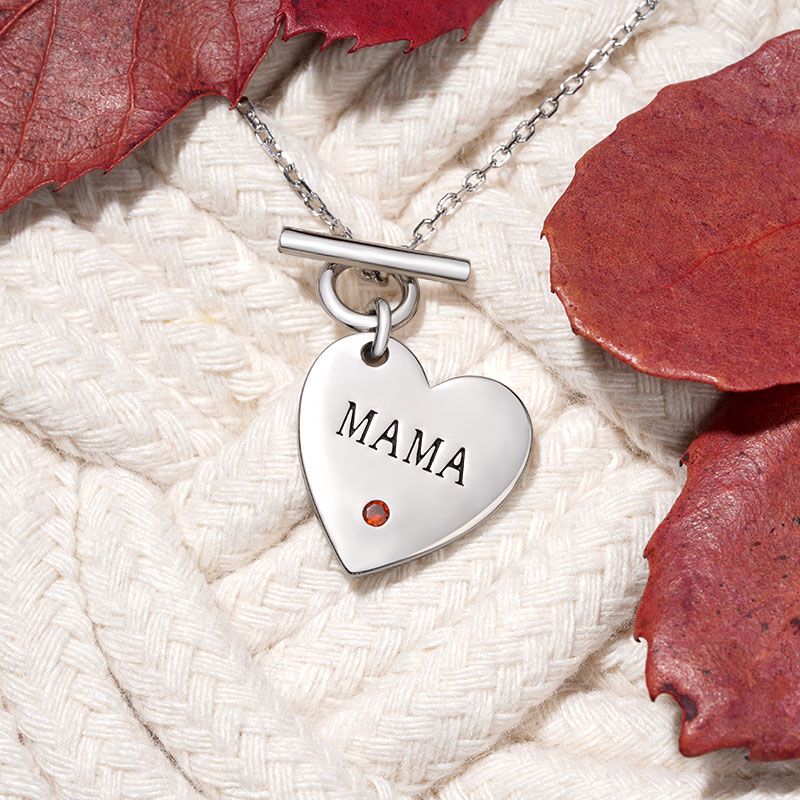 Collar MAMA Corazón Piedra de Nacimiento