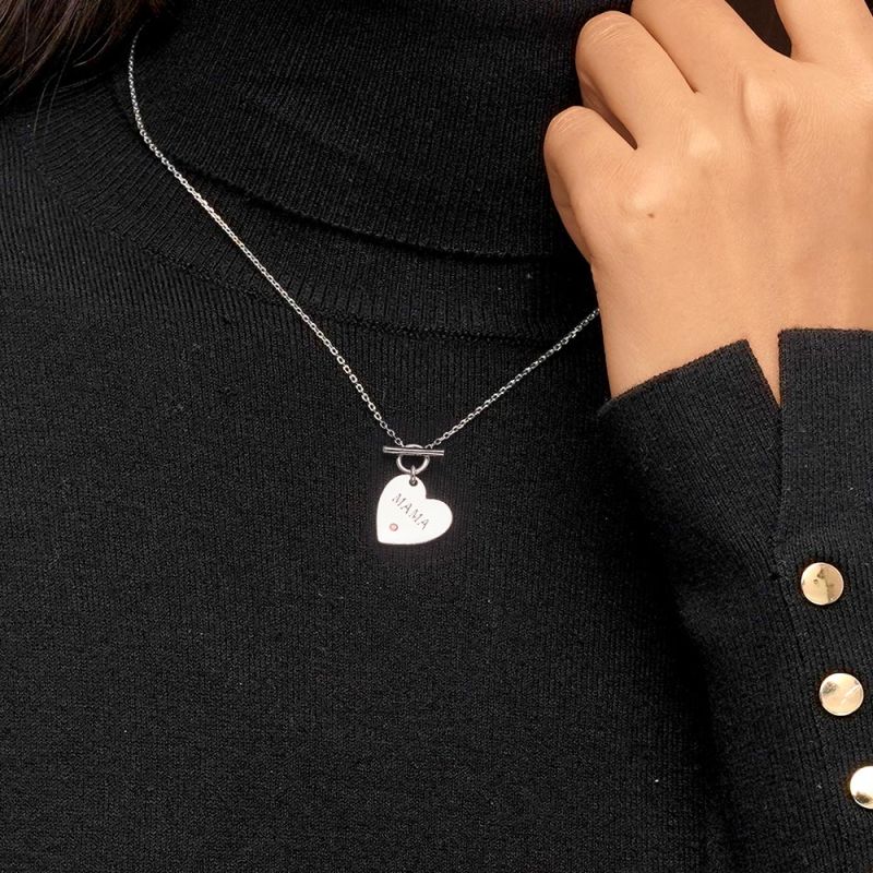Collar MAMA Corazón Piedra de Nacimiento