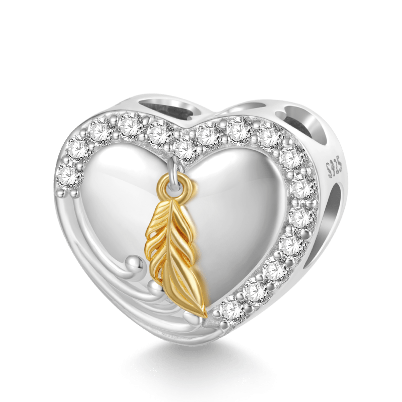 Colgante Corazón Pluma Oro