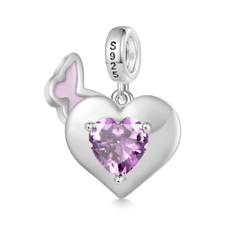 Colgante Corazón Mariposa Violeta
