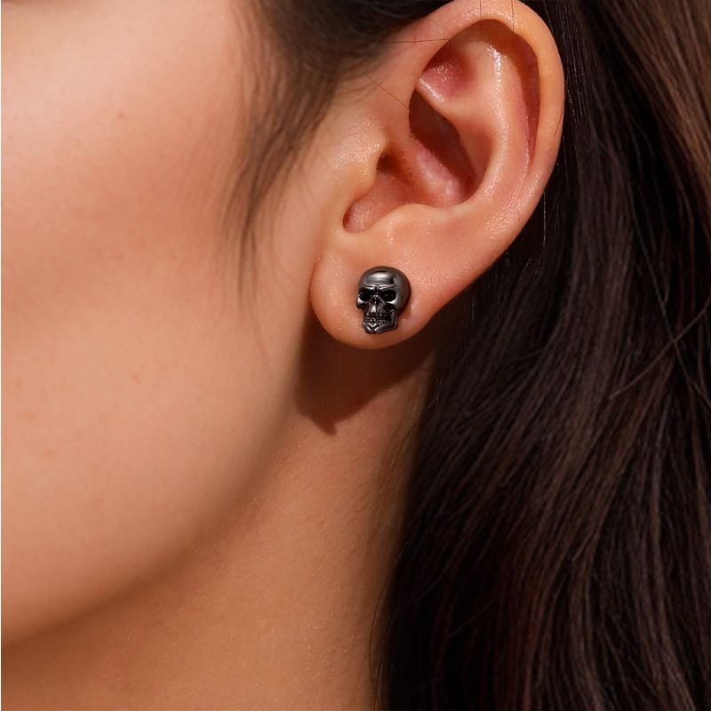 Pendientes Góticos Calavera Negra
