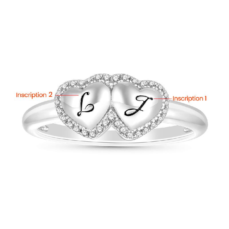 Anillo de Dos Corazones Grabable