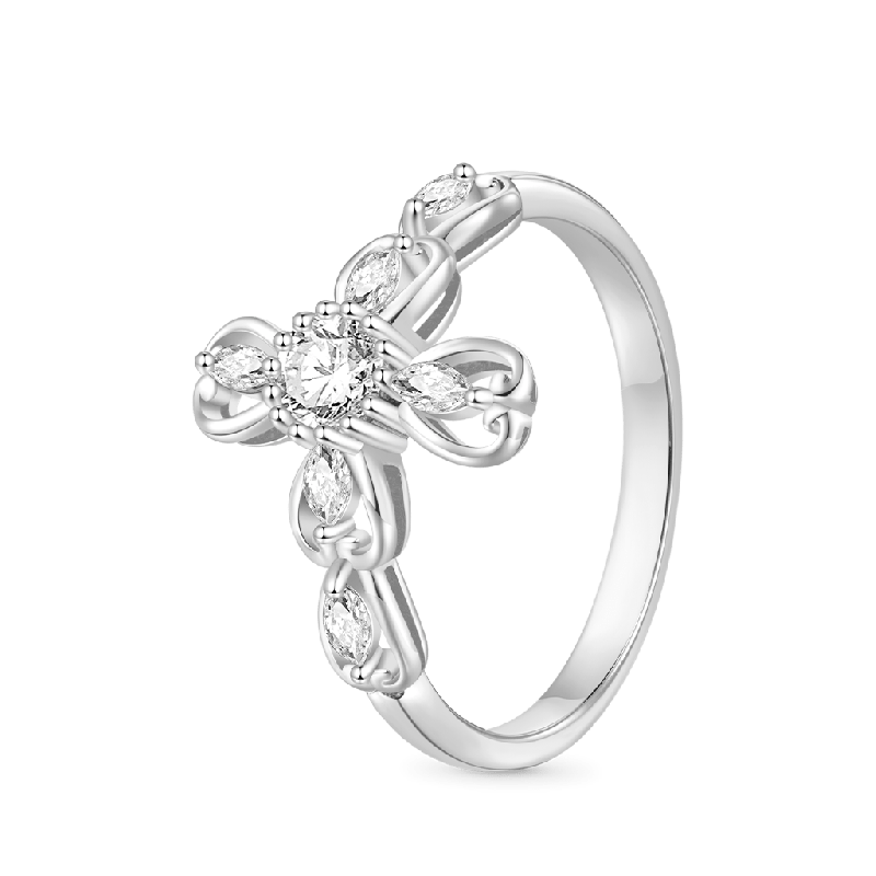 Anillo Cruz Corazón Hueco