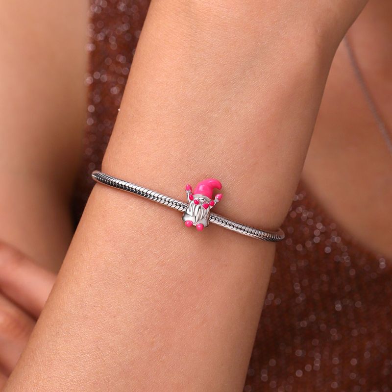 Charm Gnomo Chica Corazón Rosa
