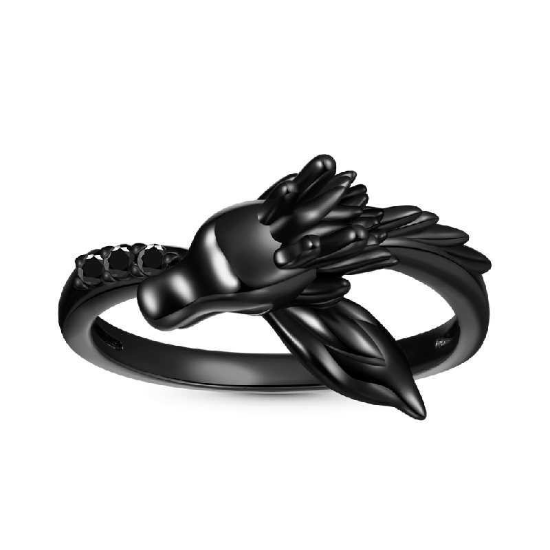 Anillo Dragón Negro Circón Negro