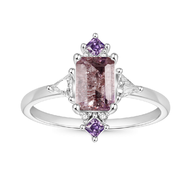 Anillo Púrpura Talla Cuadrada