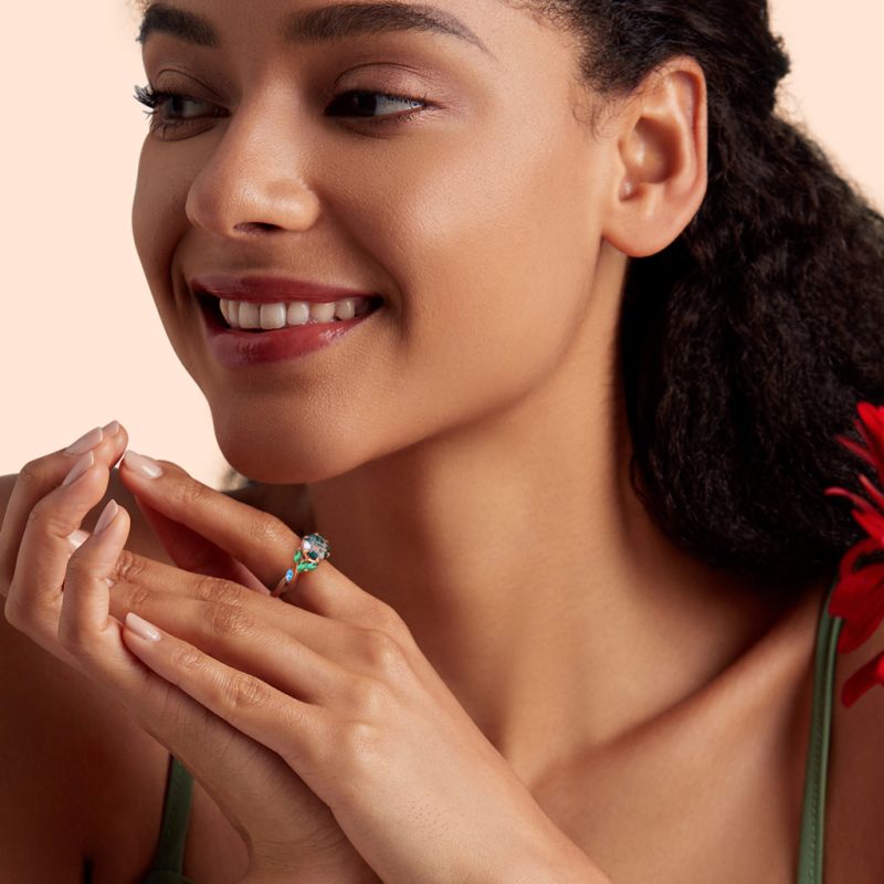 Anillo de Ágata Musgo Verde y Ópalo de Fuego
