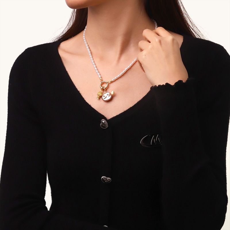 Collar de Cadena con Cierre Océano de Perlas
