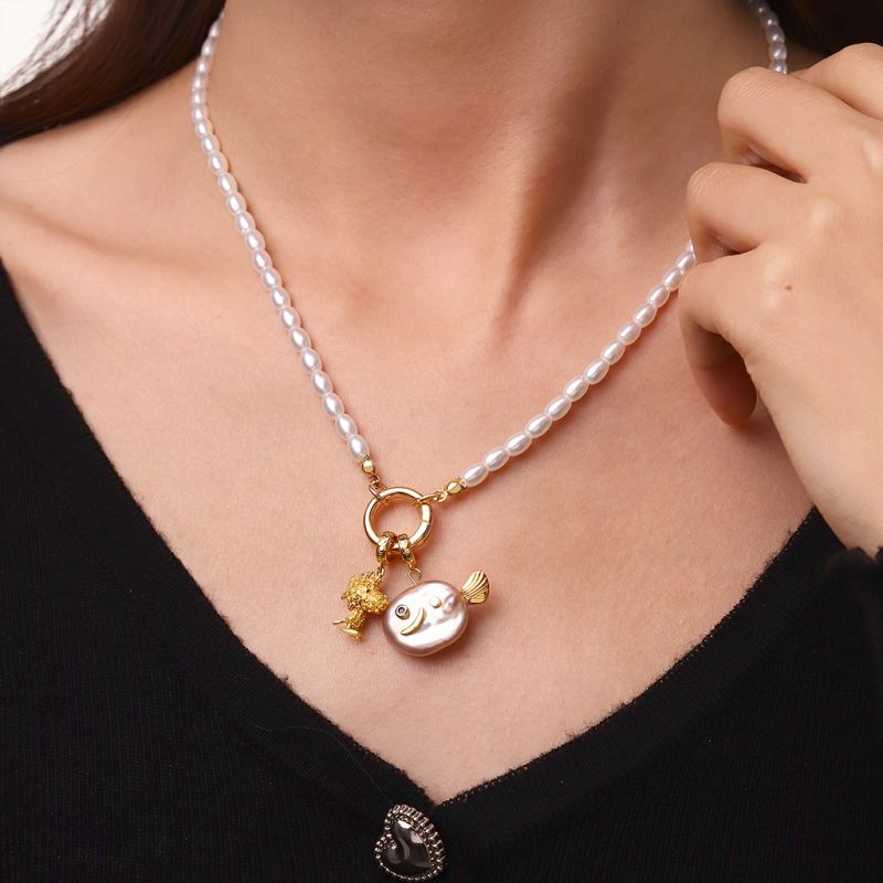 Collar de Cadena con Cierre Océano de Perlas