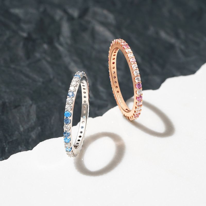 Anillo Gradiente Morganita y Topacio Blanco