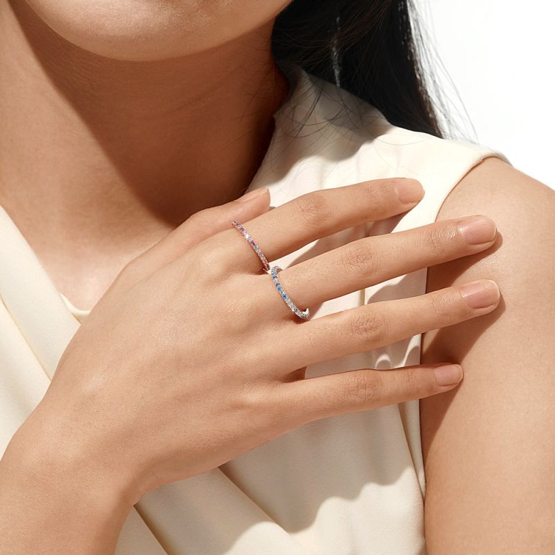 Anillo Gradiente Morganita y Topacio Blanco