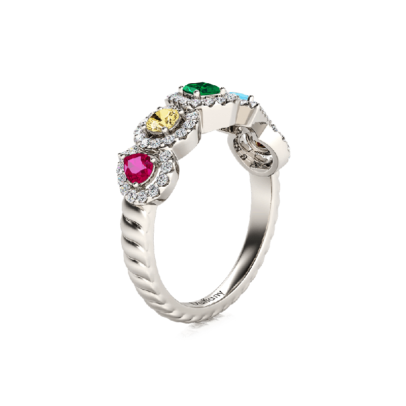 Anillo de Cuerda Trenzada Halo de Formas Mixtas