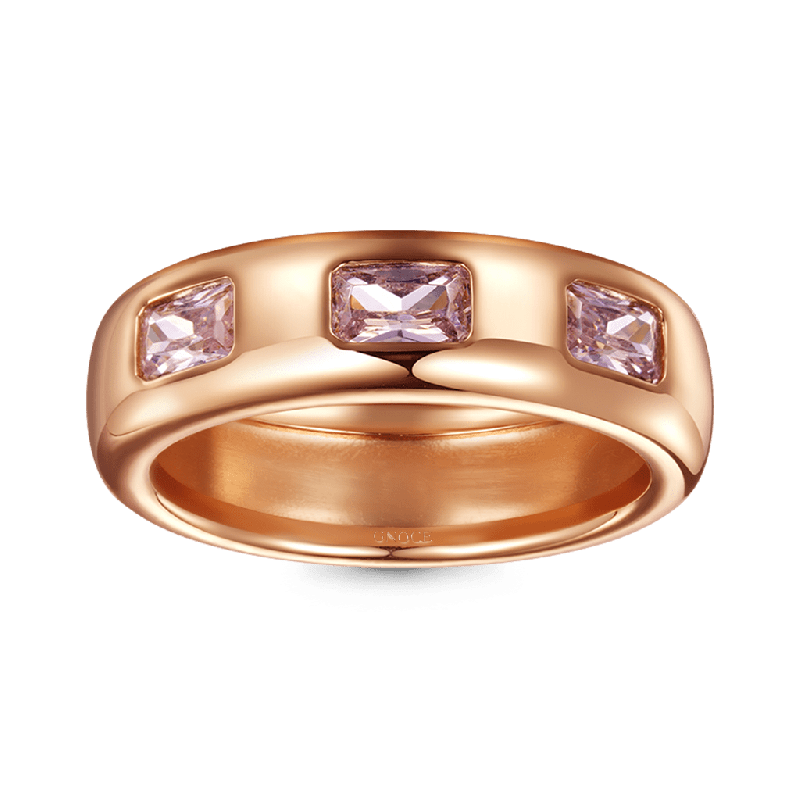 Anillo Triple Morganite Bezel Vintage