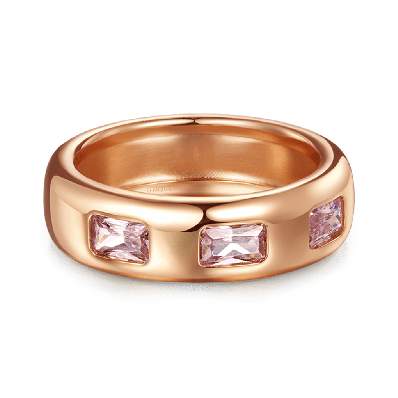 Anillo Triple Morganite Bezel Vintage