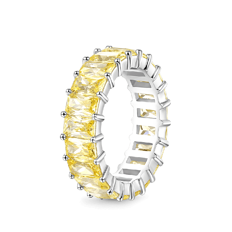 Anillo Eternidad Citrino Corte Baguette