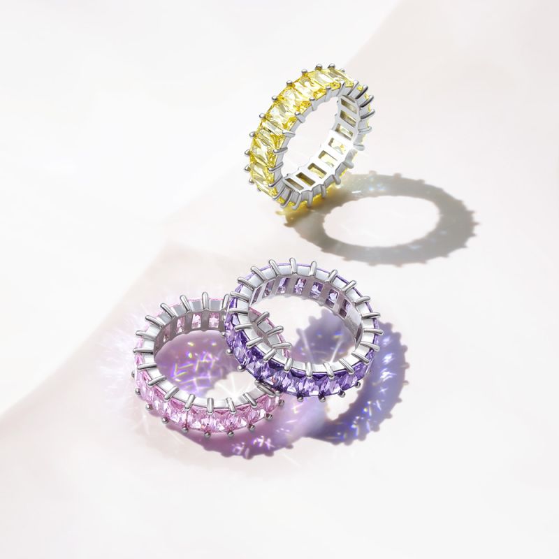 Anillo Eternidad Citrino Corte Baguette