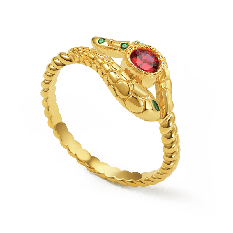 Anillo de Cuerda Trenzada Serpiente Envuelve Gema