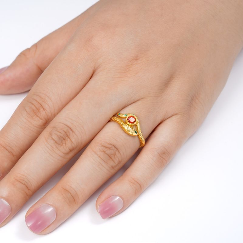 Anillo de Cuerda Trenzada Serpiente Envuelve Gema