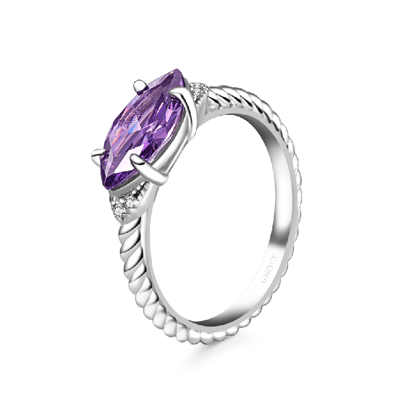 Anillo de Cuerda Torcida Amatista Marquesa