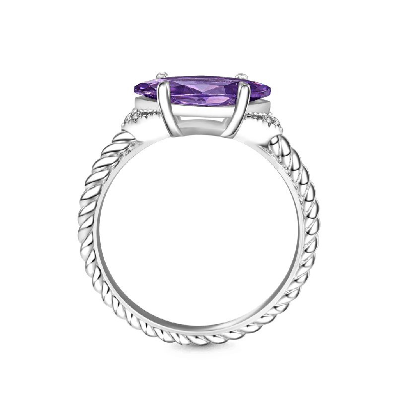 Anillo de Cuerda Torcida Amatista Marquesa