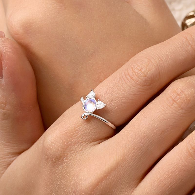 Anillo de Banda de Moonstone de Gato