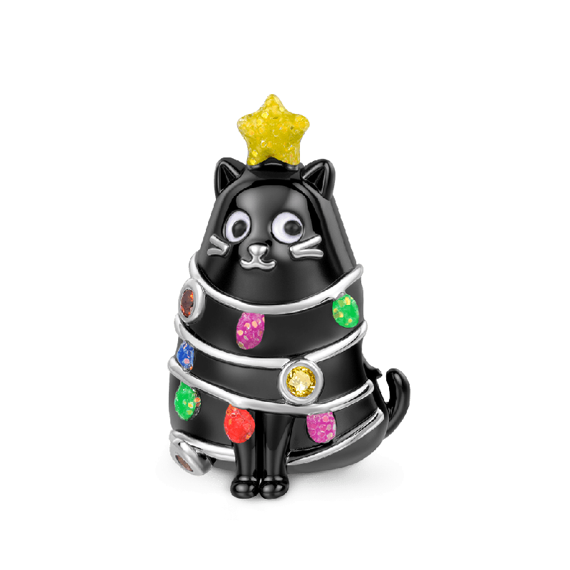 Charm de Árbol de Navidad Gato Negro
