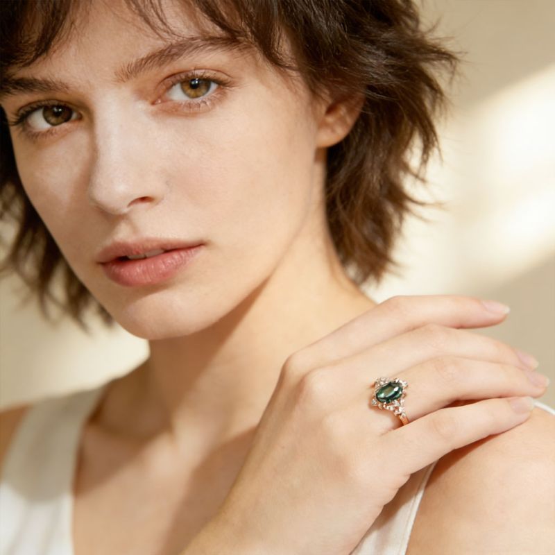 Anillo Compromiso Corte Oval Filigrana