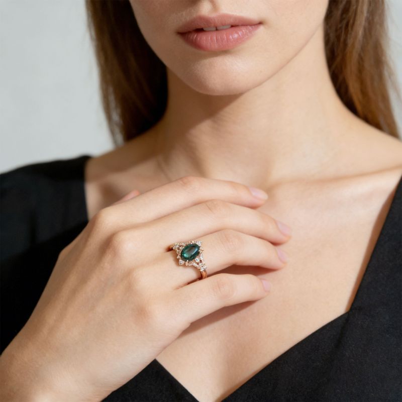 Anillo Compromiso Corte Oval Filigrana