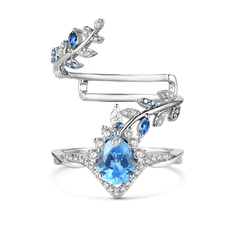 Set Anillo Compromiso Corte Pera
