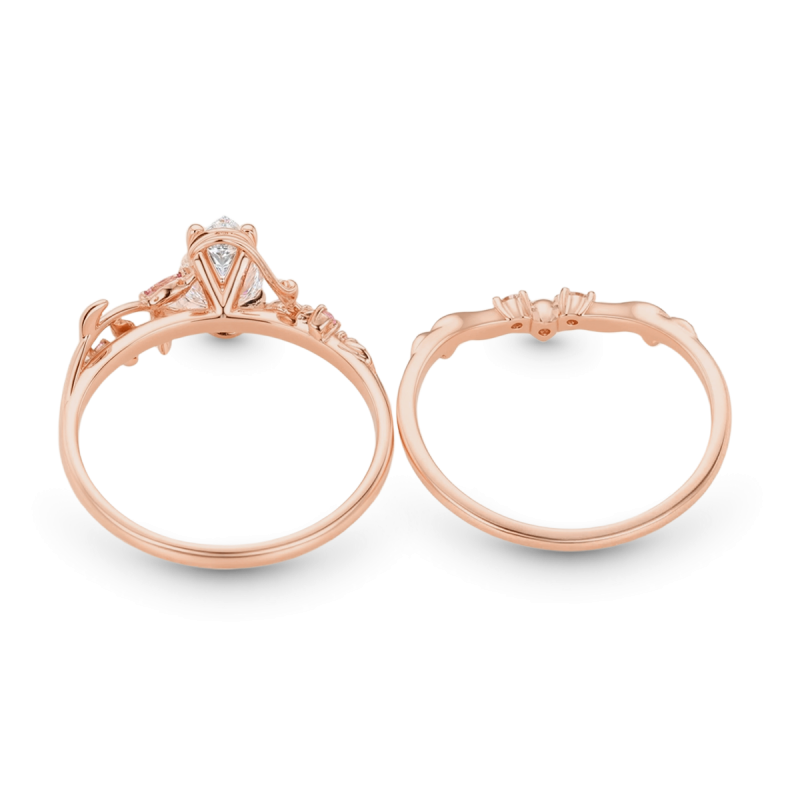 Set de anillos cortados por pera de hoja