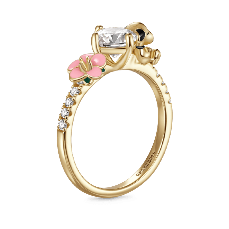 Anillo de corte redondo de flor Snoopy
