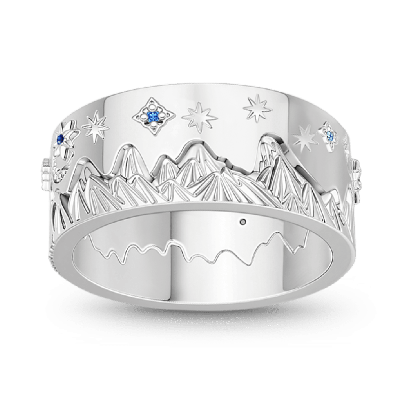 Set de Anillo de Montaña Estrellas de Luna Creciente