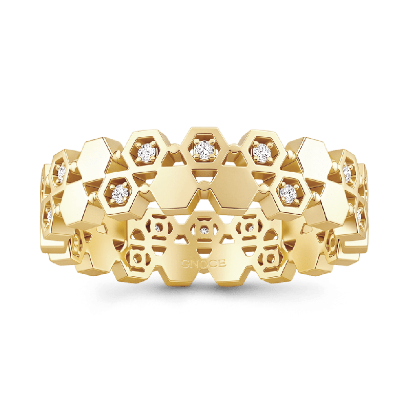 Anillo de filigrana hexagonal en panal
